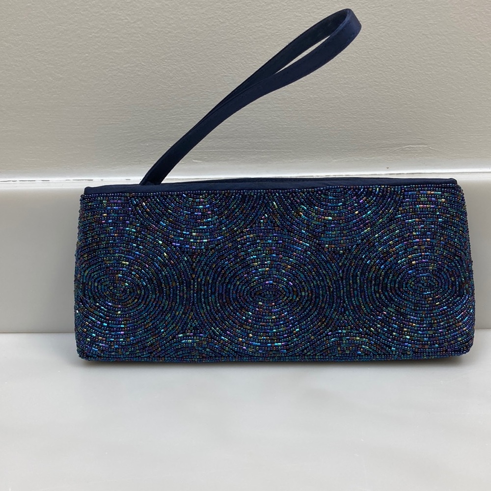 Talbots Beaded Evening Bag Blue